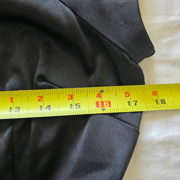 Vintage CDC Floral Embroidered Y2K Satin Mini Dress Black Size 12 Stretch - Picture 7 of 8